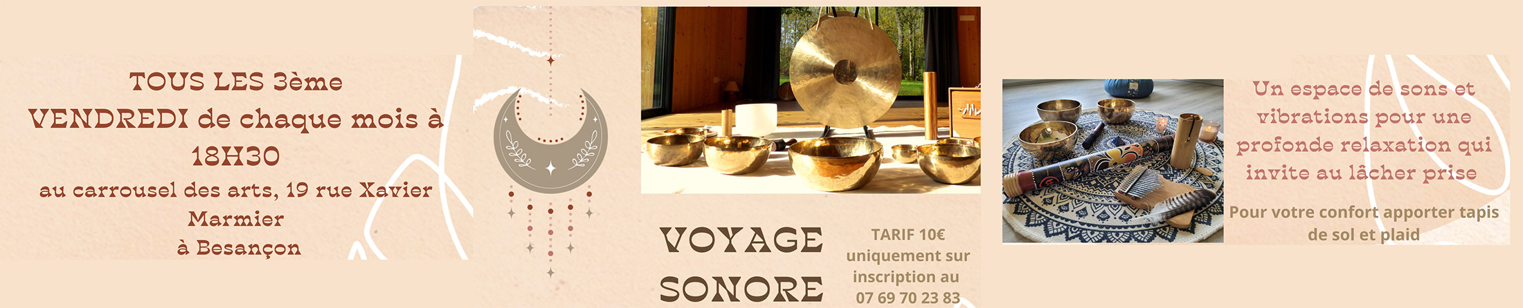 Voyage Sonore à 18h30 tous les 3ième vendredi de chaque mois Harmonies Thérapies